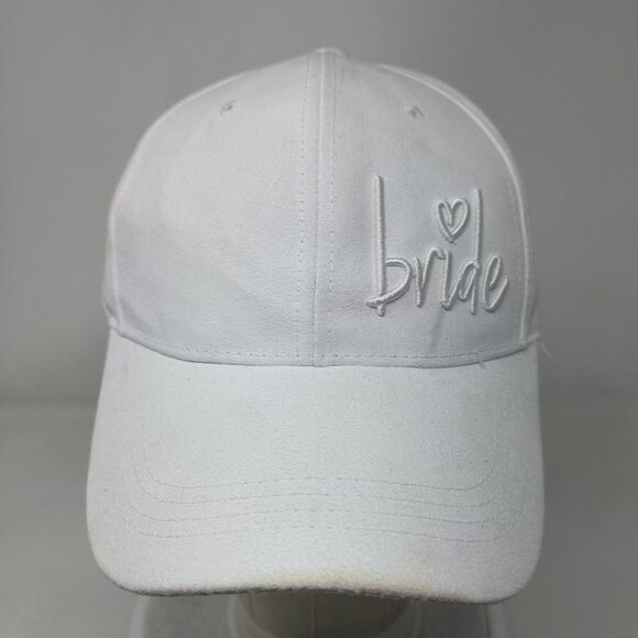 Bride Slideback Hat White One Size Adjustable Embroidered Miss To Mrs Faux Suede - Picture 2 of 9